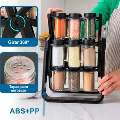 COMPRALOENCASA COM - Especiero Giratorio con 18 Frascos Organizador de Condimentos Condimentero BA-14