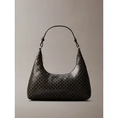 CALVIN KLEIN - Bolso negro de hombro con logo monograma en todo el artículo