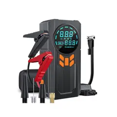 TELEVENTAS COM - Arrancador de Batería 12V con Compresor Digital, Calibrador, Power Bank y Linterna LED SOS