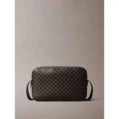 CALVIN KLEIN - Bolso negro cruzado con logo monograma en todo el artículo