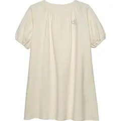 CALVIN KLEIN - Vestido blanco de manga corta abullonadas con textura