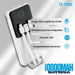 GENERICO - Batería Portátil 10000mAh G-TIDE EASY 1 - Blanca