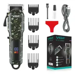 VGR - Máquina Cortadora Afeitadora Barbera 665 Camuflada Profesional Potente Recargable