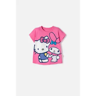 HELLO KITTY - Camiseta de manga corta rosada para niña 2T a 6T