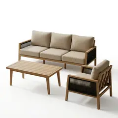 GENERICO - Sala Zeus 4 Piezas - Estructura en Madera y Fibra para Exterior