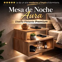 GENERICO - Mesa de Noche Flotante AURA Con Luz – Diseño Moderno para Dormitorio