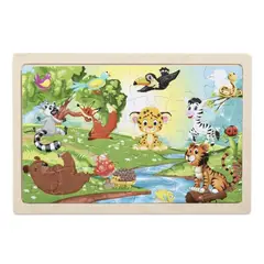 GENERICO - Rompecabezas Madera Montessori Animales De La Selva 24 Pzs