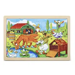 GENERICO - Rompecabezas Infantil 24 Fichas Animales De Granja Madera