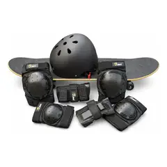 GENERICO - Tabla Skate + Casco + Rodilleras Y Coderas Jbm Set Complet