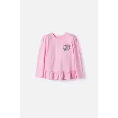 HELLO KITTY - Camiseta de manga larga rosada para niña 2T a 6T