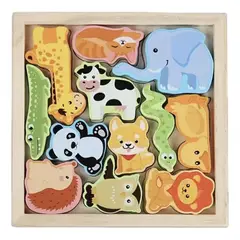GENERICO - Rompecabezas Madera Animales Selva Y Granja Montessori 13pzs