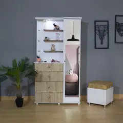 TKMODULARES - Cómoda cajonera blanco con espejo