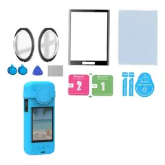 GENERICO - Kit Protector 3 En 1 Compatible Para Insta360 X3 Funda Silicona + Vidrio + Protector Lentes