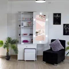 TKMODULARES - Tocador con luces led panel blanco