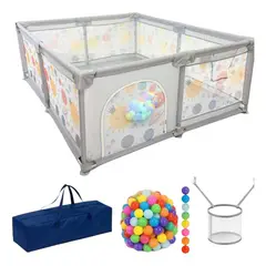 GENERICO - Parque Infantil Corral De Juegos Para Bebes 50 Pelotas Gris