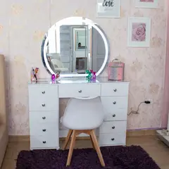 TKMODULARES - Tocador con led hollywood blanco