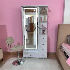 TKMODULARES - Mueble organizador con luz led y cajones blanco