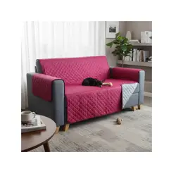 GENERICO - Funda Protector Para Sofa De 3 Cuerpos Reversible Color Gris Y Vinotinto