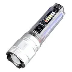 GENERICO - Linterna Potente 1200 lm Multicolor con Zoom y Carga USB Tipo C + Solar