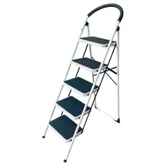 GENERICO - Escalera 5 Pasos Plegable Acero Antideslizante 150Kg