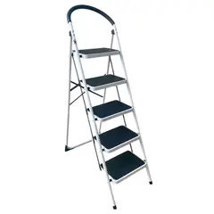 GENERICO - Escalera 5 Pasos Plegable Acero Antideslizante 150kg