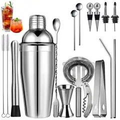 ONE PIXEL - Juego De Utensilios Para Cocteles 17 Piezas Para Bartender Inoxidable