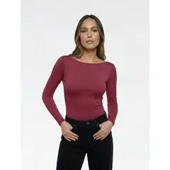 MOLGOA - Body para Mujer Cuello Redondo Manga Larga - The Rebeca