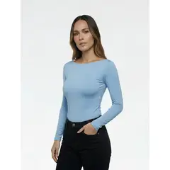 MOLGOA - Body para Mujer Cuello Redondo Manga Larga - The Rebeca