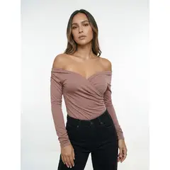 MOLGOA - Body para Mujer Cuello Bandeja Manga Larga - The Lauren