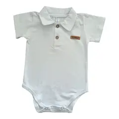 BABY MAS - Body Bebé Niño Tipo Polo Blanco Manga Corta - 3 a 6 meses