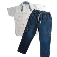 BABY MAS - CONJUNTO ROPA NIÑO CAMISA Y JEAN - 9 A 12 MESES