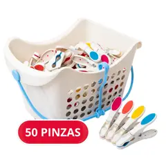 TRIPLE CLEAN - Cesto con 50 pinzas para ropa