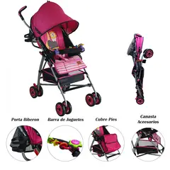 JON DI GROUP SAS - Coche Paseador Toys Tipo Sombrilla Reclinable Rosado