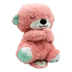 GENERICO - Peluche Nutria Respira Musical Sensorial Luces Bebe Rosado