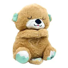 GENERICO - Peluche Nutria Respira Musical Sensorial Luces Bebe Marron