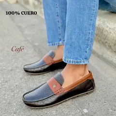 EVEGONZ - Apache para Caballeros Mocasin de Hombre Cafe