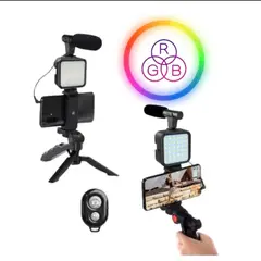 GENERICO - Estabilizador Para Celular Con Luz Rgb Micrófono Y Control AY-49RGB Rgb AY-49RGB