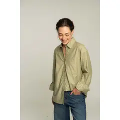 EASY PEOPLE - Camisa flor bordada verde