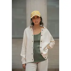 EASY PEOPLE - Cardigan Polo Tejido Crema