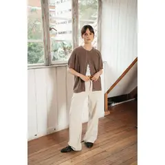 EASY PEOPLE - Saco manga corta cardigan perlado café