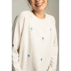 EASY PEOPLE - Sweater flores bordadas - crudo