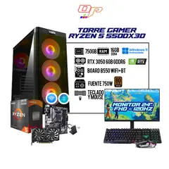 AMD - COMPUTADOR GAMER RYZEN 5 5500X3D/ RTX 3050/ BOARD B550 WIFI/ MONITOR 24"120HZ FHD/ RAM 16GB - 750GB