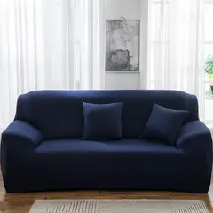 LILE - Protector de Sofá 3 Puestos en Licra Premium Azul Oscuro