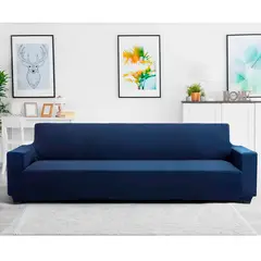 LILE - Protector de Sofá 4 Puestos en Licra Premium Azul Oscuro