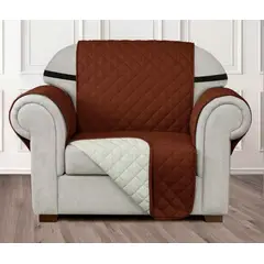 LILE - Protector de Sofá 1 Puesto Acolchado Doble Faz Café/Beige