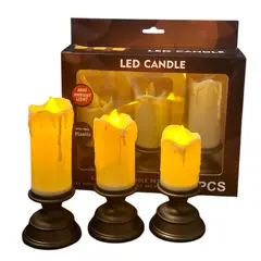 GENERICO - Set 3 Velas LED Decorativas Realistas Luz Cálida Sin Fuego Ni Cera Decoración Hogar