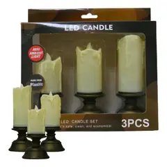 GENERICO - Kit 3 Velas LED Realistas Decoración Hogar Luz Cálida Sin Humo Ni Incendios