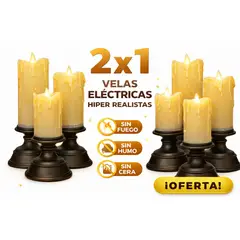 GENERICO - Promoción 2x1 Set Velas LED Eléctricas x3 Hiperrealistas Sin Fuego Decoración Hogar