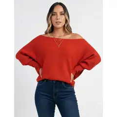 MOLGOA - Suéter para Mujer Cuello Bandeja - Samba