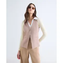 SEVEN SEVEN - Chaleco Sastrero Con Escote En V Para Mujer Beige